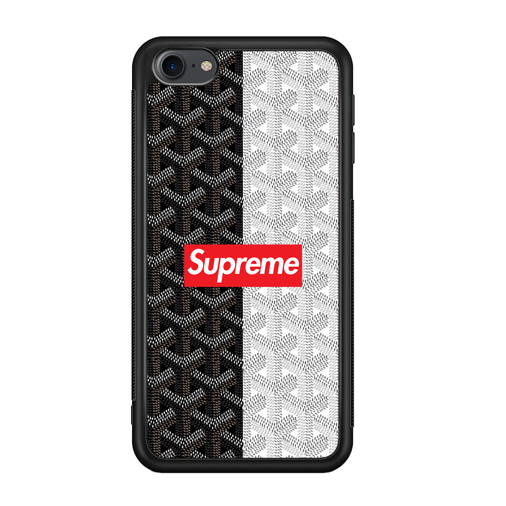Supreme Black White Pattern iPod Touch 6 Case-Rubber Black (2D Case)-Oxvistore
