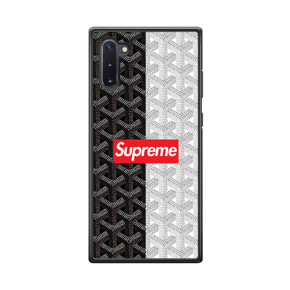 Supreme Black White Pattern Samsung Galaxy Note 10 Case-Rubber Black (2D Case)-Oxvistore