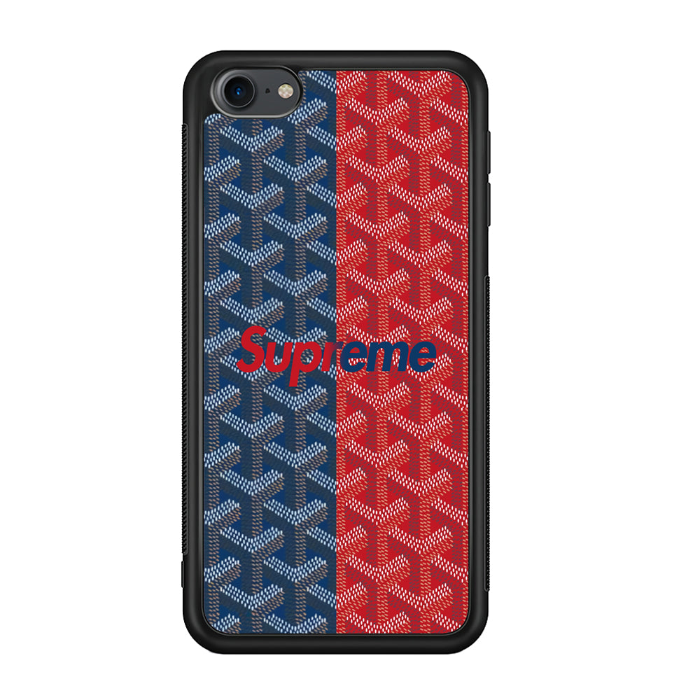 Supreme Blue Red Pattern iPod Touch 6 Case-Rubber White (2D Case)-Oxvistore