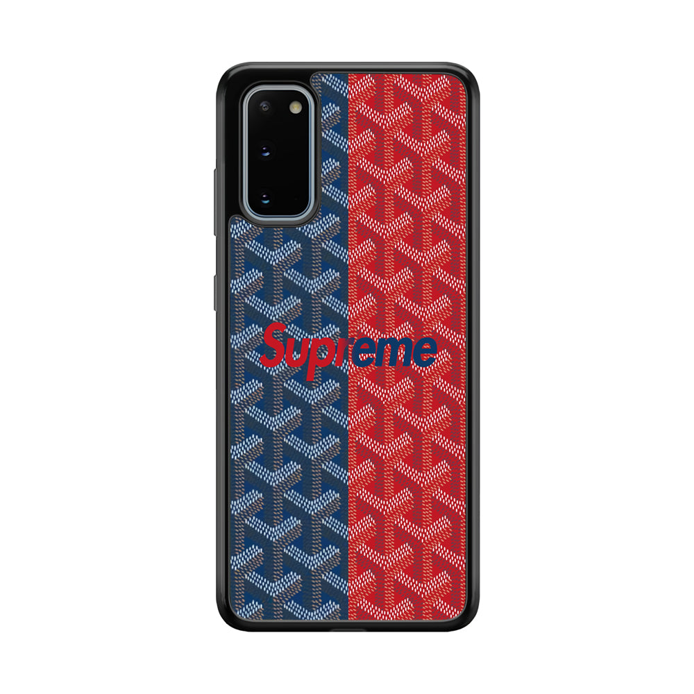 Supreme Blue Red Pattern Samsung Galaxy S20 Case-Rubber White (2D Case)-Oxvistore