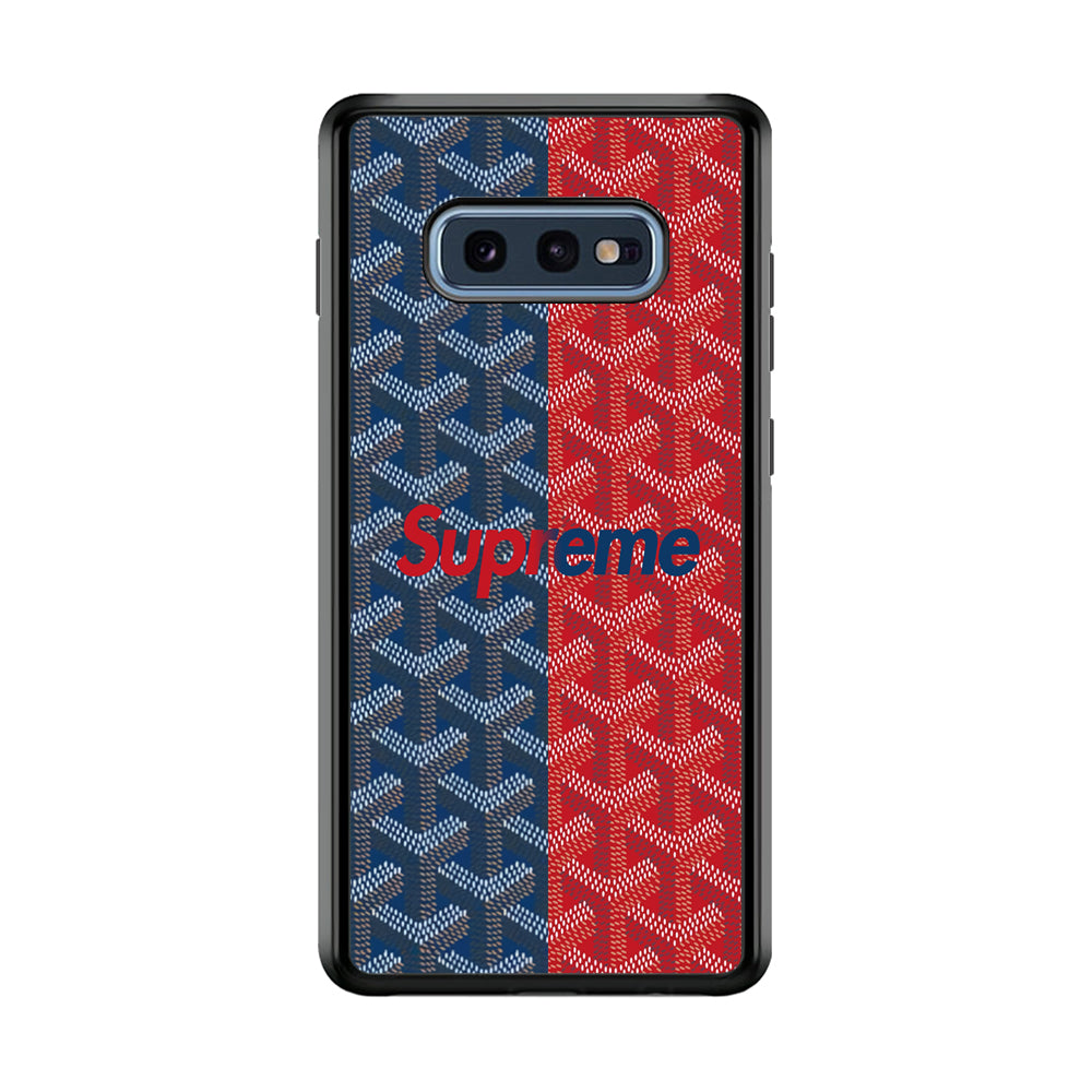 Supreme Blue Red Pattern Samsung Galaxy S10E Case-Rubber White (2D Case)-Oxvistore
