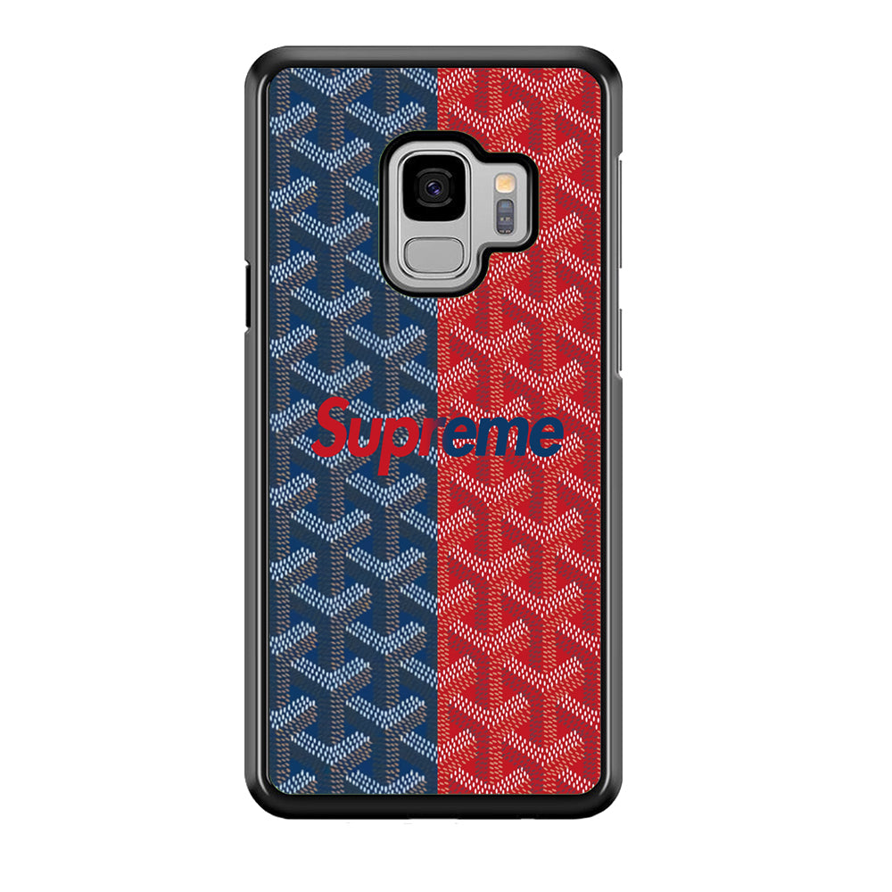 Supreme Blue Red Pattern Samsung Galaxy S9 Case-Rubber Black (2D Case)-Oxvistore