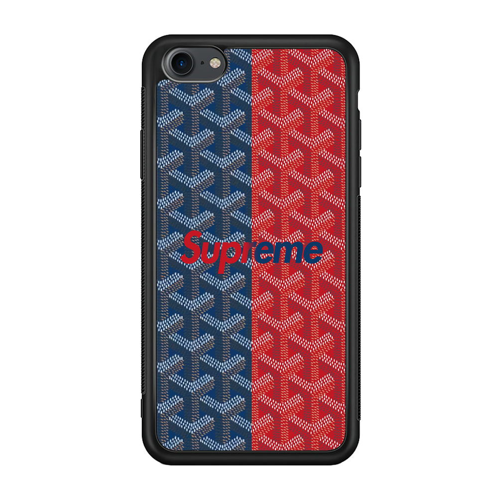 Supreme Blue Red Pattern iPhone 7 Case-Rubber Black (2D Case)-Oxvistore