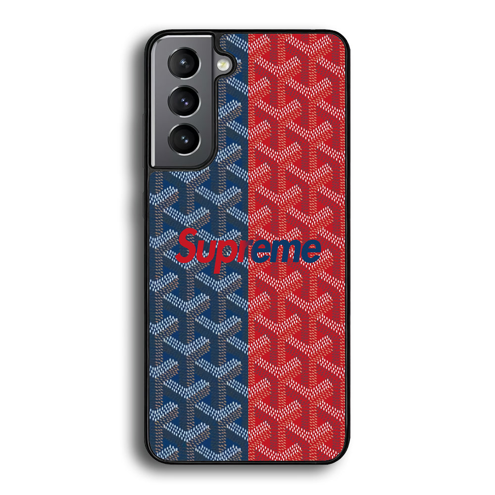 Supreme Blue Red Pattern Samsung Galaxy S24 Case-Rubber White (2D Case)-Oxvistore