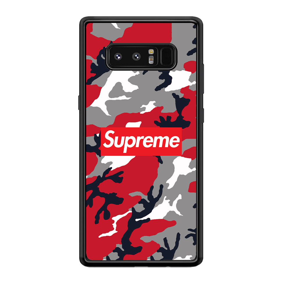 Supreme Camo Red Samsung Galaxy Note 8 Case-Rubber Black (2D Case)-Oxvistore