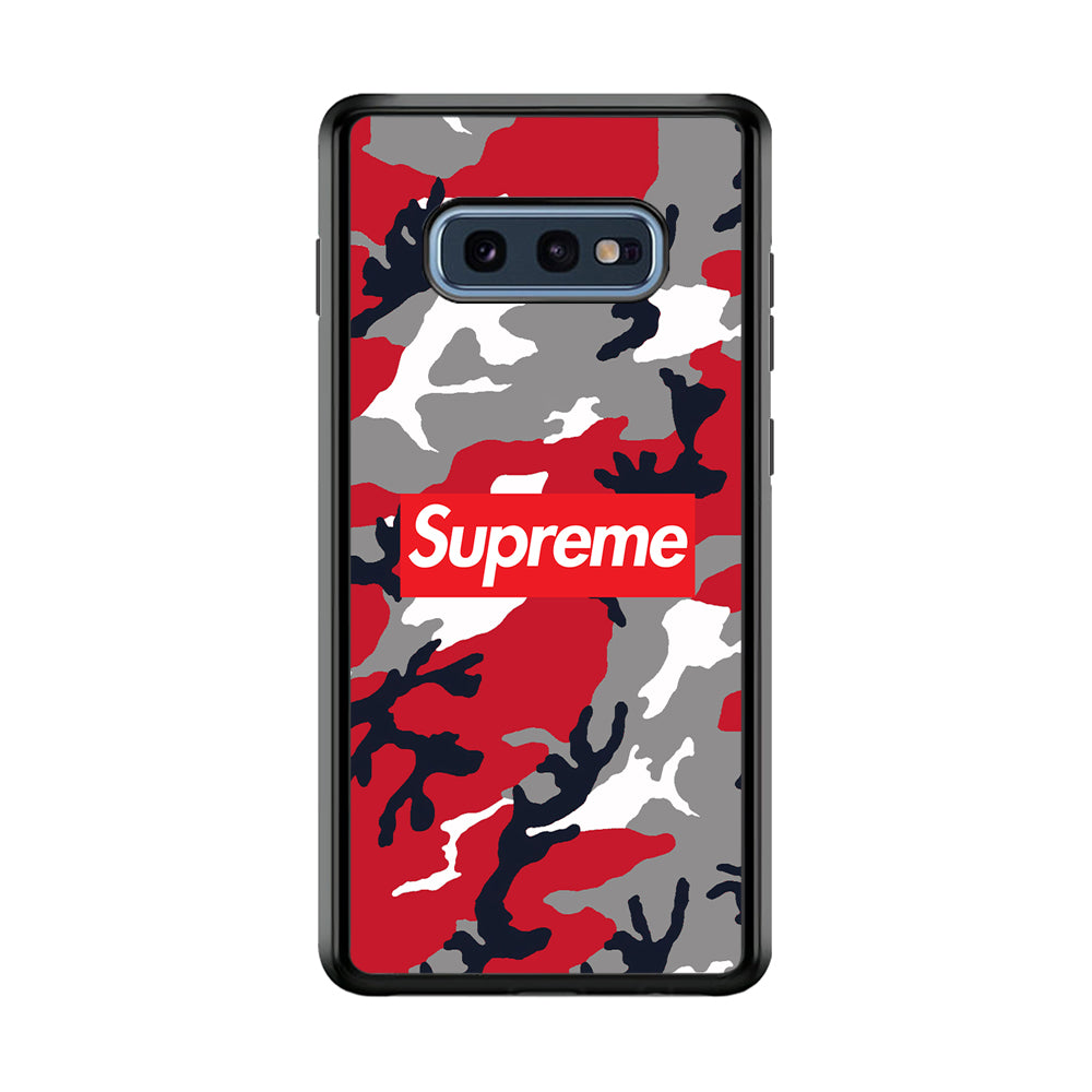 Supreme Camo Red Samsung Galaxy S10E Case-Rubber Black (2D Case)-Oxvistore