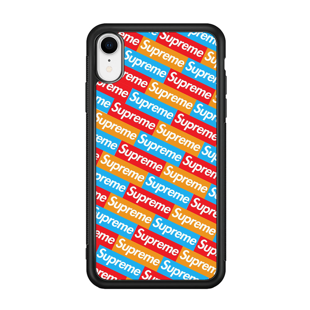 Supreme Colorful iPhone XR Case-Rubber Black (2D Case)-Oxvistore