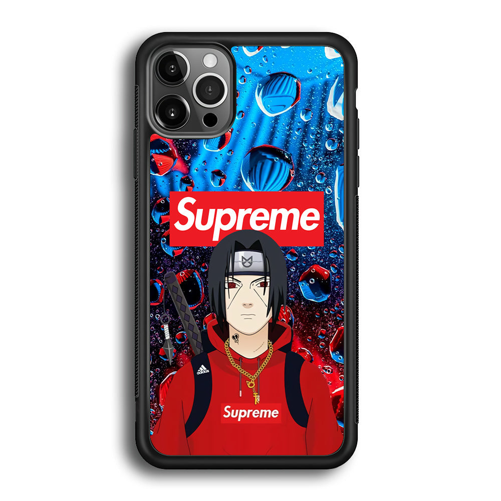 Supreme Itachi Flying Water iPhone 12 Pro Max Case-Rubber Black (2D Case)-Oxvistore