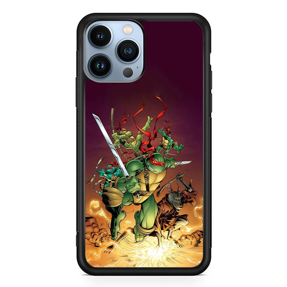 TMNT Busy Turtle iPhone 15 Pro Max Case-Rubber Black (2D Case)-Oxvistore