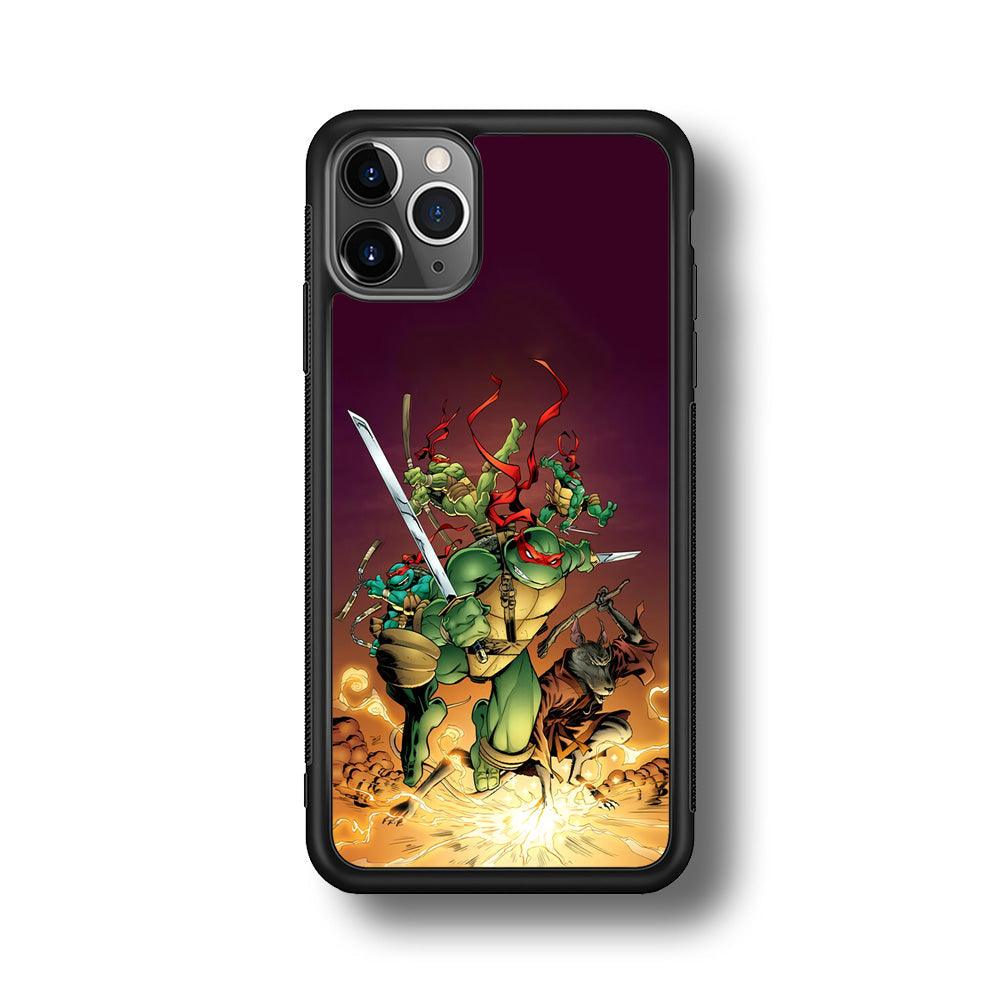 TMNT Busy Turtle iPhone 11 Pro Max Case-Rubber Black (2D Case)-Oxvistore