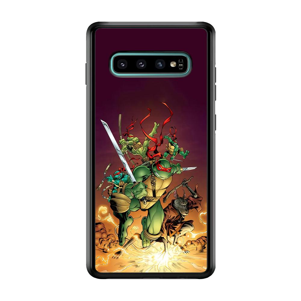 TMNT Busy Turtle Samsung Galaxy S10 Case-Rubber Black (2D Case)-Oxvistore