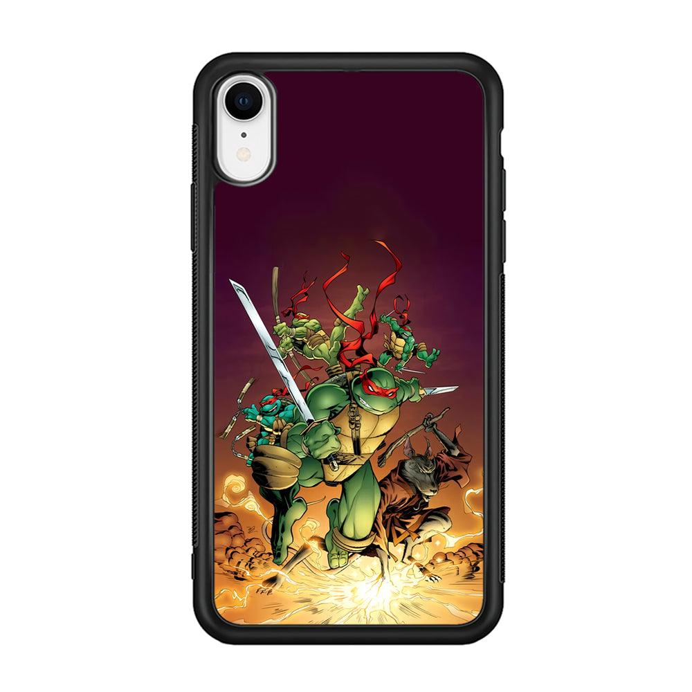 TMNT Busy Turtle iPhone XR Case-Rubber Black (2D Case)-Oxvistore
