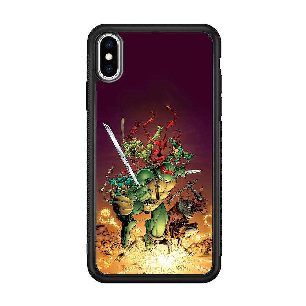 TMNT Busy Turtle iPhone Xs Max Case-Rubber Black (2D Case)-Oxvistore