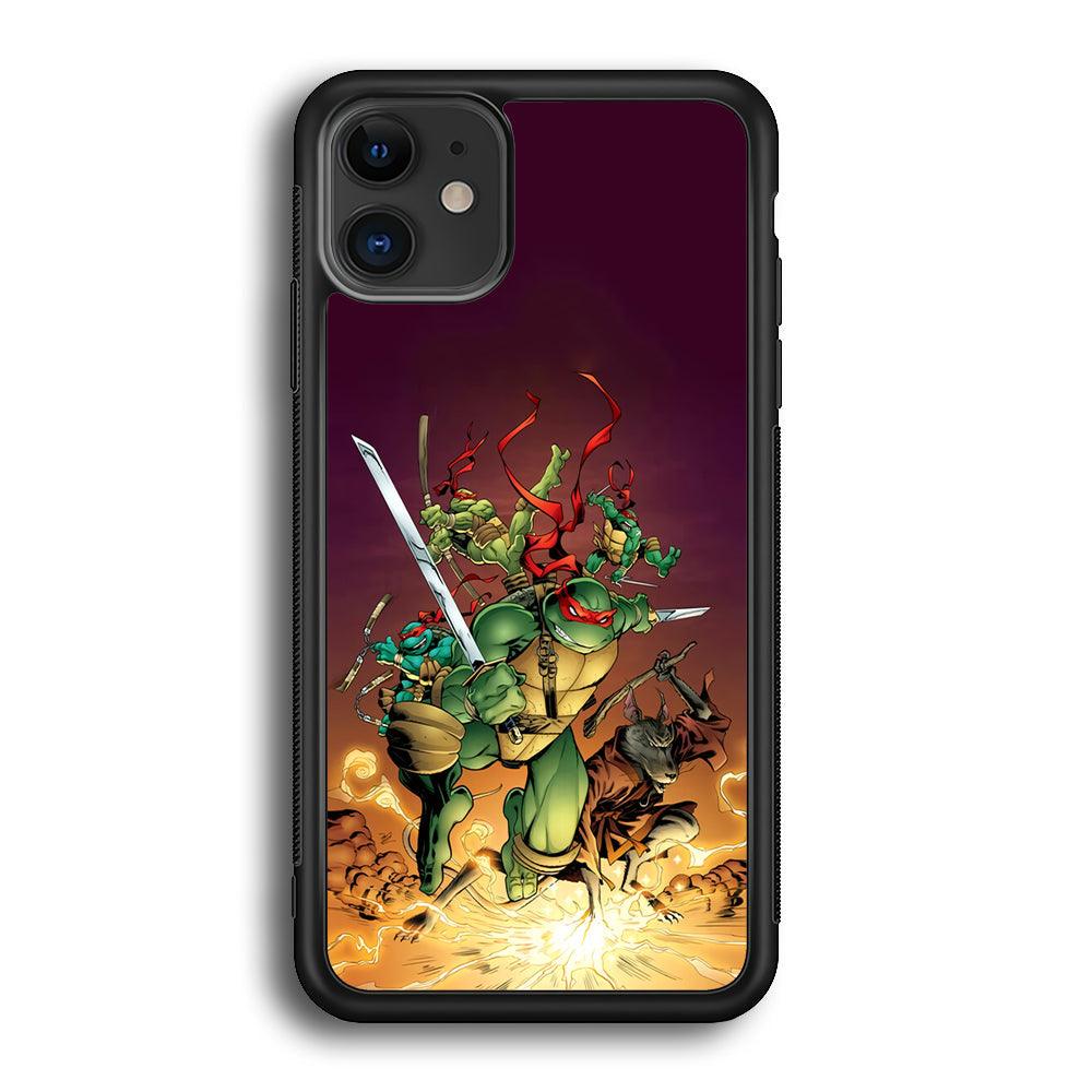 TMNT Busy Turtle iPhone 12 Case-Rubber Black (2D Case)-Oxvistore