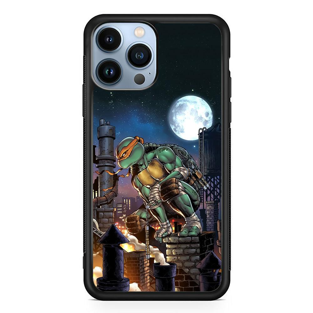 TMNT Michelangelo City Tour iPhone 14 Pro Max Case-Rubber Black (2D Case)-Oxvistore