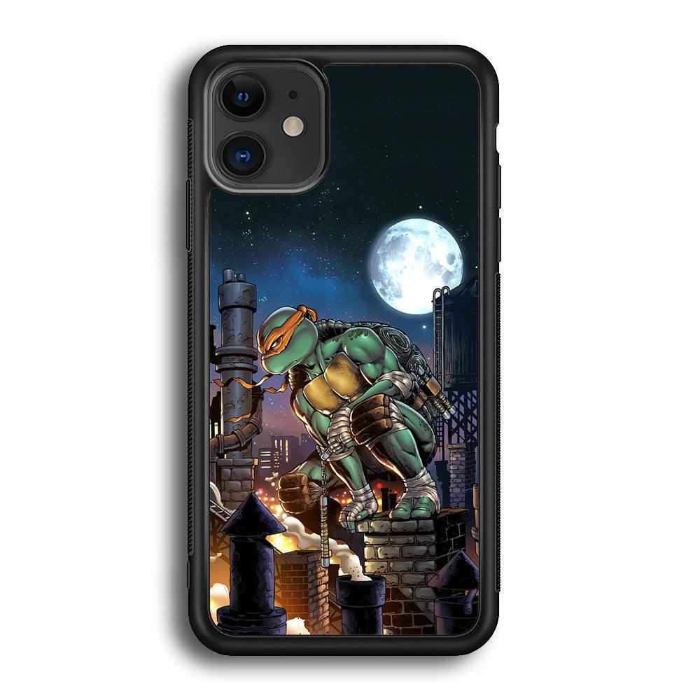 TMNT Michelangelo City Tour iPhone 11 Case-Rubber Black (2D Case)-Oxvistore
