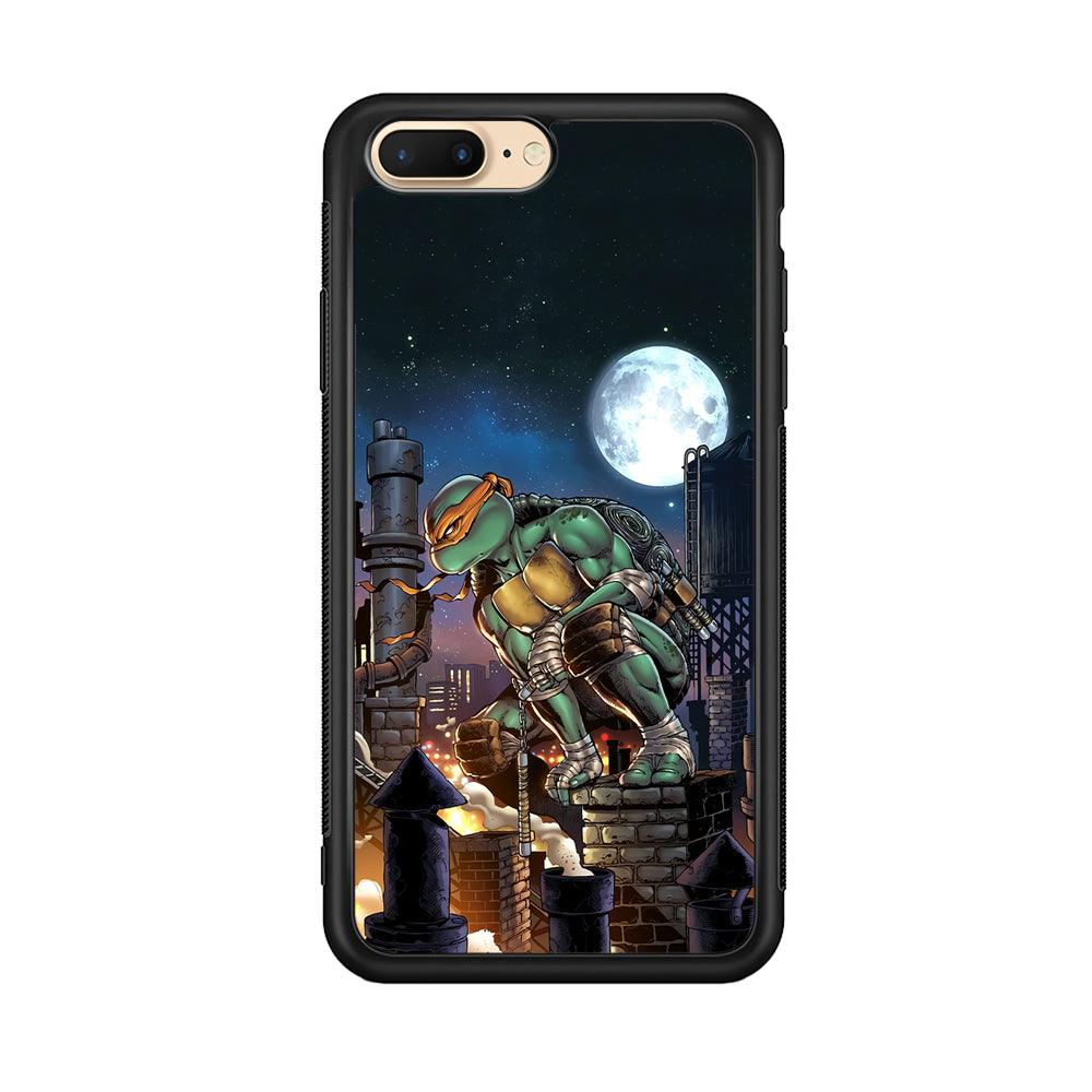 TMNT Michelangelo City Tour iPhone 8 Plus Case-Rubber Black (2D Case)-Oxvistore