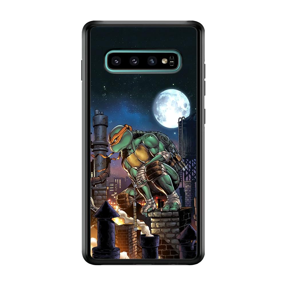 TMNT Michelangelo City Tour Samsung Galaxy S10 Plus Case-Rubber Black (2D Case)-Oxvistore