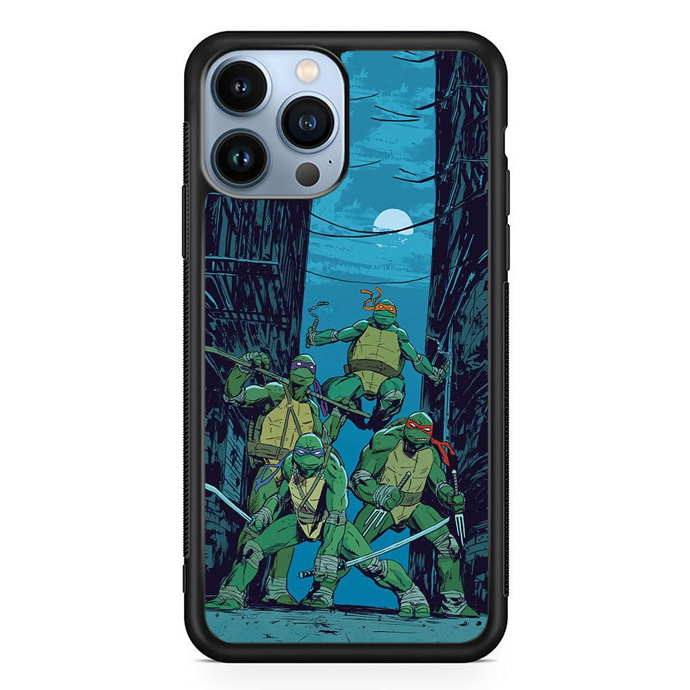TMNT Squad Under The Moon iPhone 14 Pro Case-Rubber Black (2D Case)-Oxvistore
