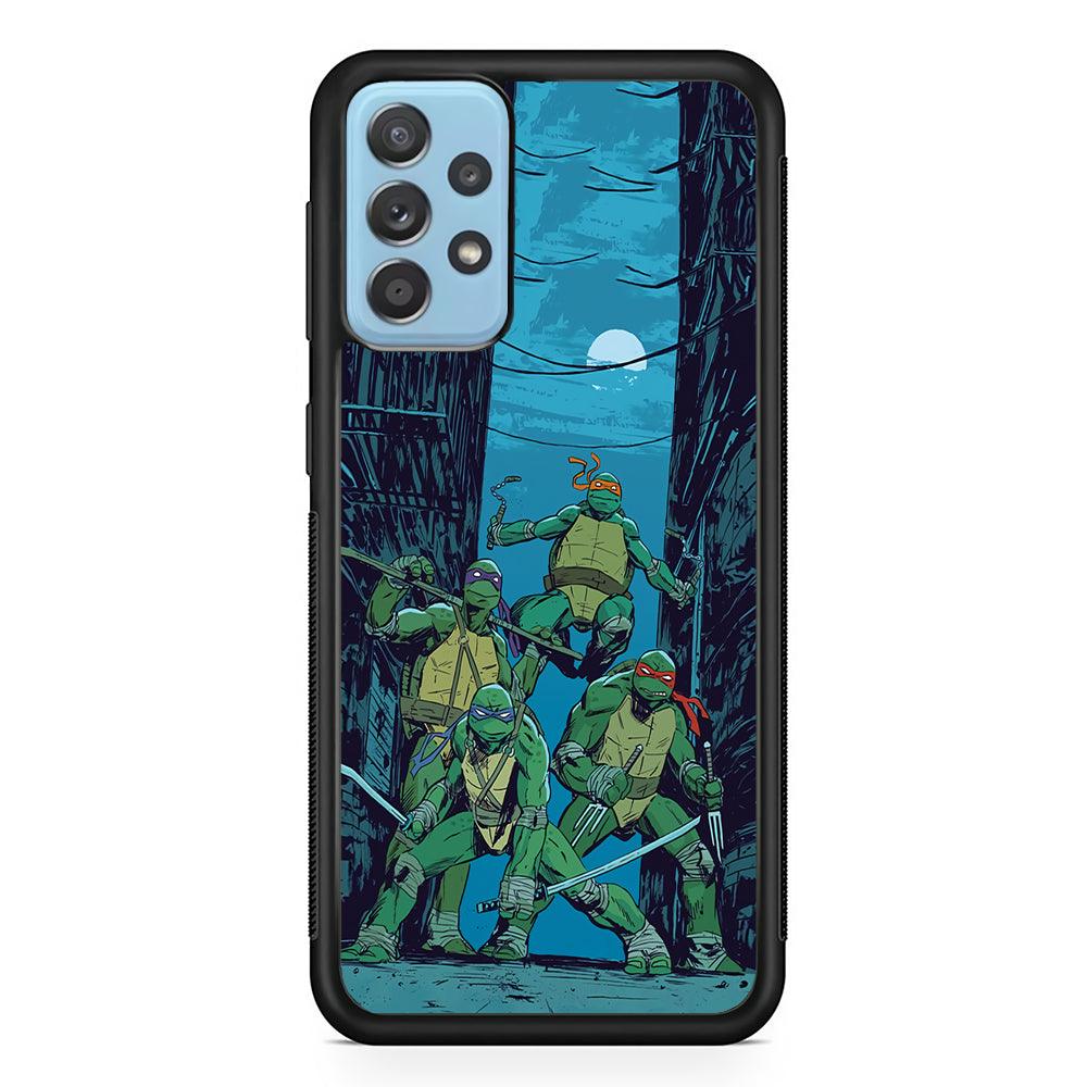 TMNT Squad Under The Moon Samsung Galaxy A72 Case-Rubber Black (2D Case)-Oxvistore