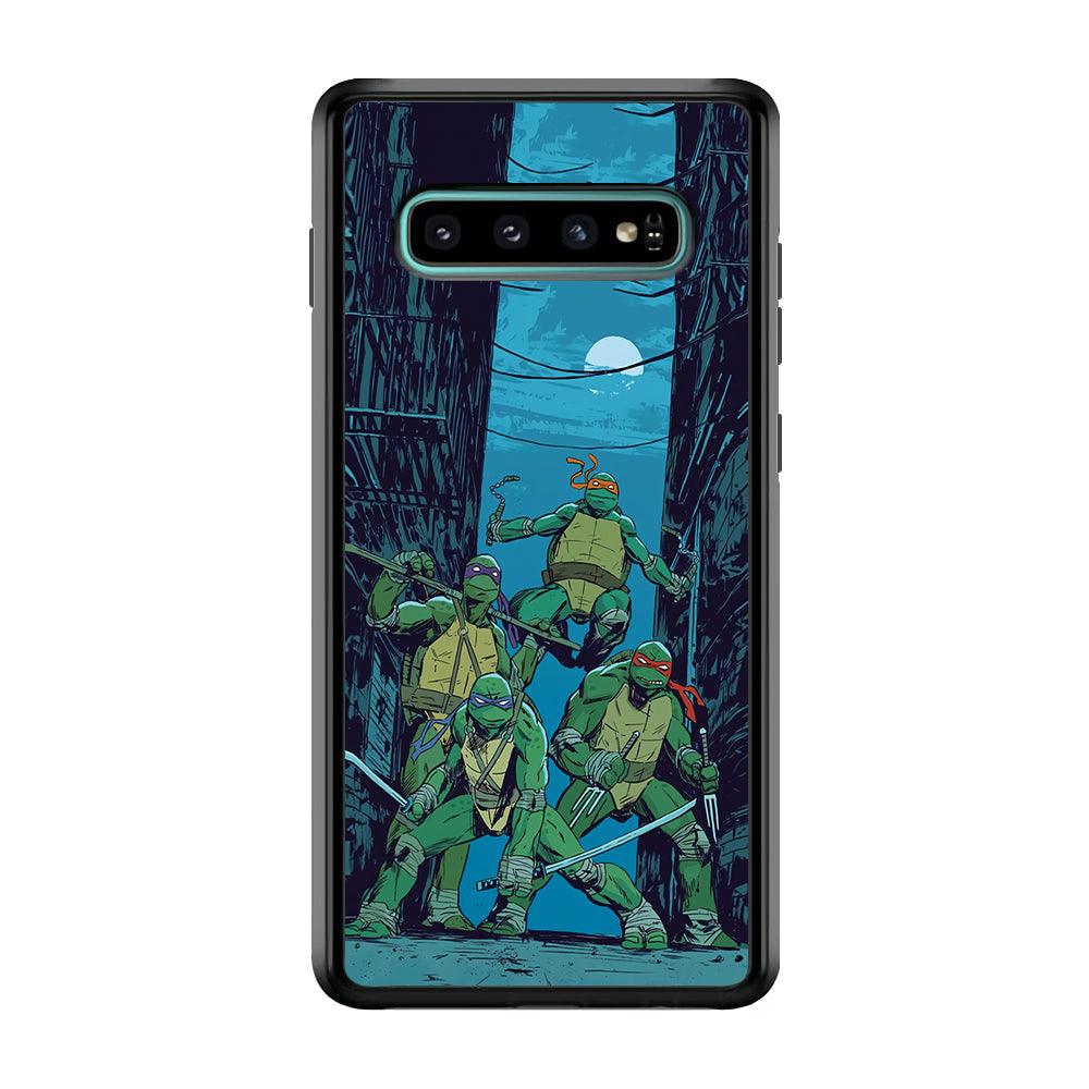 TMNT Squad Under The Moon Samsung Galaxy S10 Plus Case-Rubber Black (2D Case)-Oxvistore