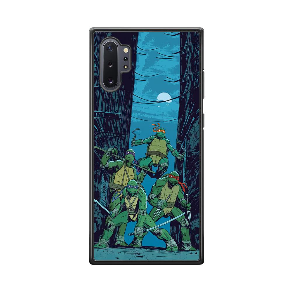 TMNT Squad Under The Moon Samsung Galaxy Note 10 Plus Case-Rubber Black (2D Case)-Oxvistore