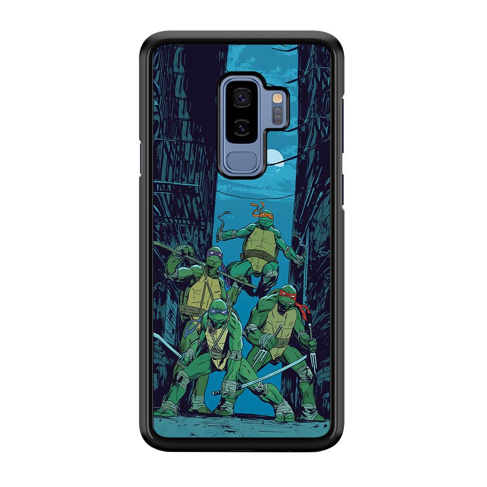TMNT Squad Under The Moon Samsung Galaxy S9 Plus Case-Rubber Black (2D Case)-Oxvistore