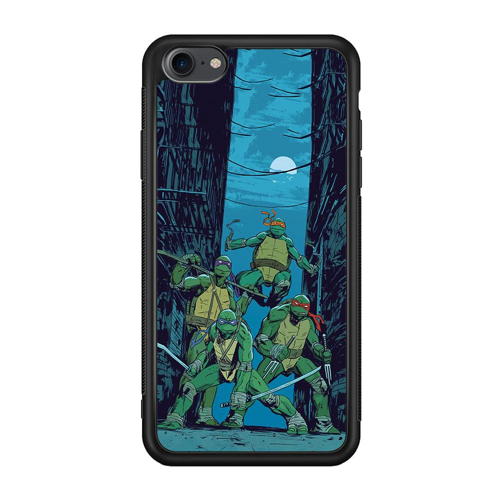 TMNT Squad Under The Moon iPhone 7 Case-Rubber Black (2D Case)-Oxvistore
