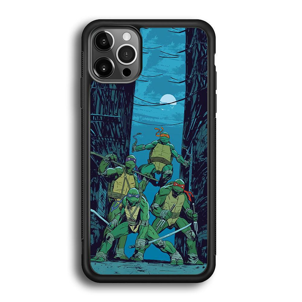 TMNT Squad Under The Moon iPhone 12 Pro Max Case-Rubber Black (2D Case)-Oxvistore