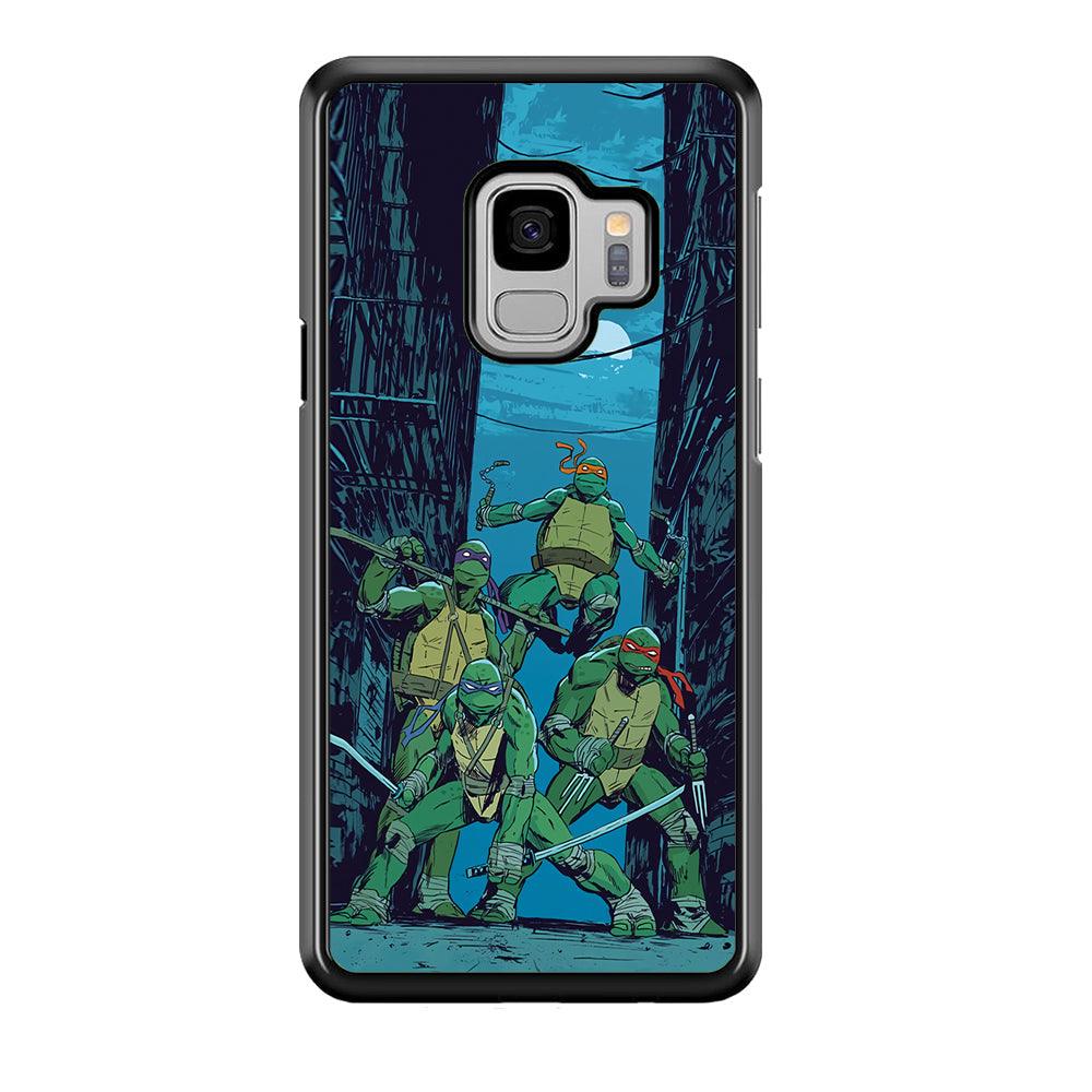 TMNT Squad Under The Moon Samsung Galaxy S9 Case-Rubber Black (2D Case)-Oxvistore