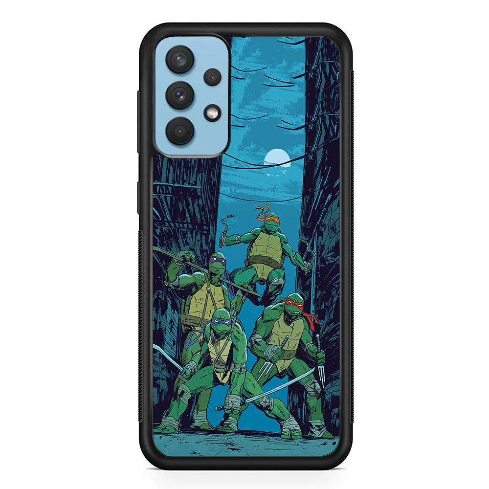 TMNT Squad Under The Moon Samsung Galaxy A32 Case-Rubber Black (2D Case)-Oxvistore