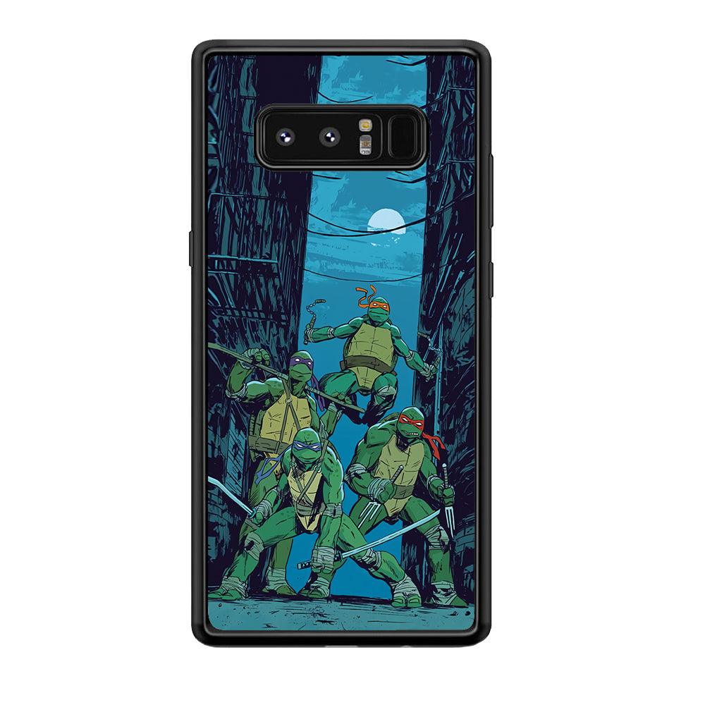 TMNT Squad Under The Moon Samsung Galaxy Note 8 Case-Rubber Black (2D Case)-Oxvistore