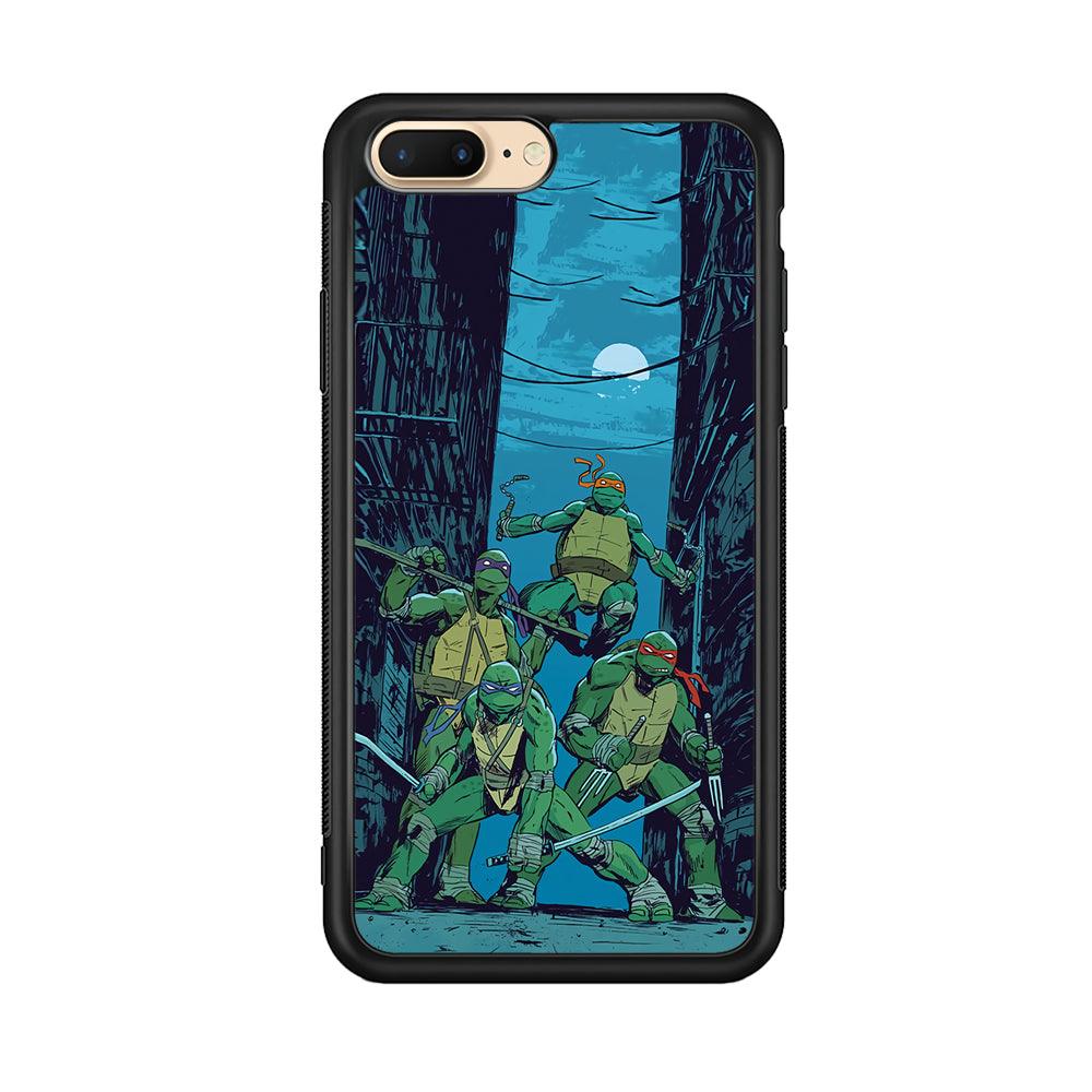 TMNT Squad Under The Moon iPhone 8 Plus Case-Rubber Black (2D Case)-Oxvistore