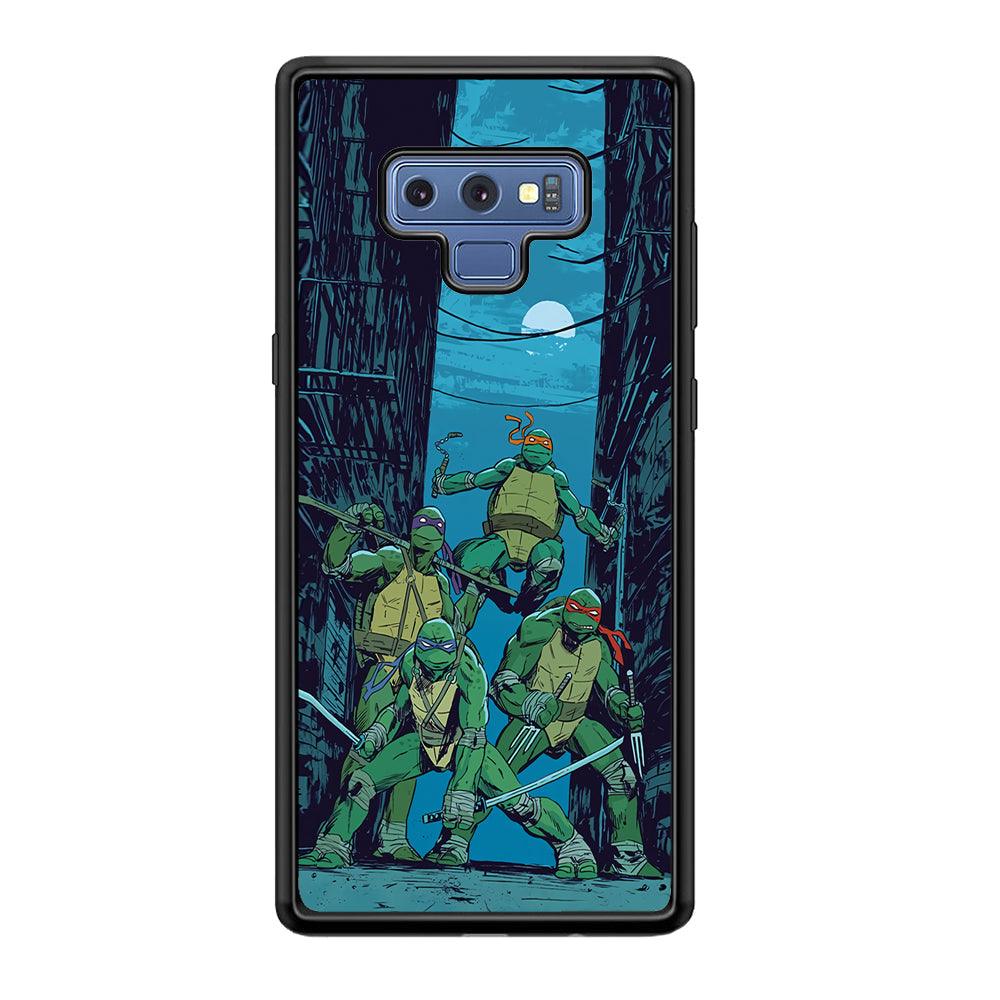 TMNT Squad Under The Moon Samsung Galaxy Note 9 Case-Rubber Black (2D Case)-Oxvistore