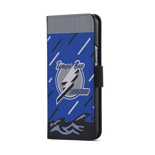 Tampa Bay Lightning Pattern Flip Wallet Phone Case-Oxvistore