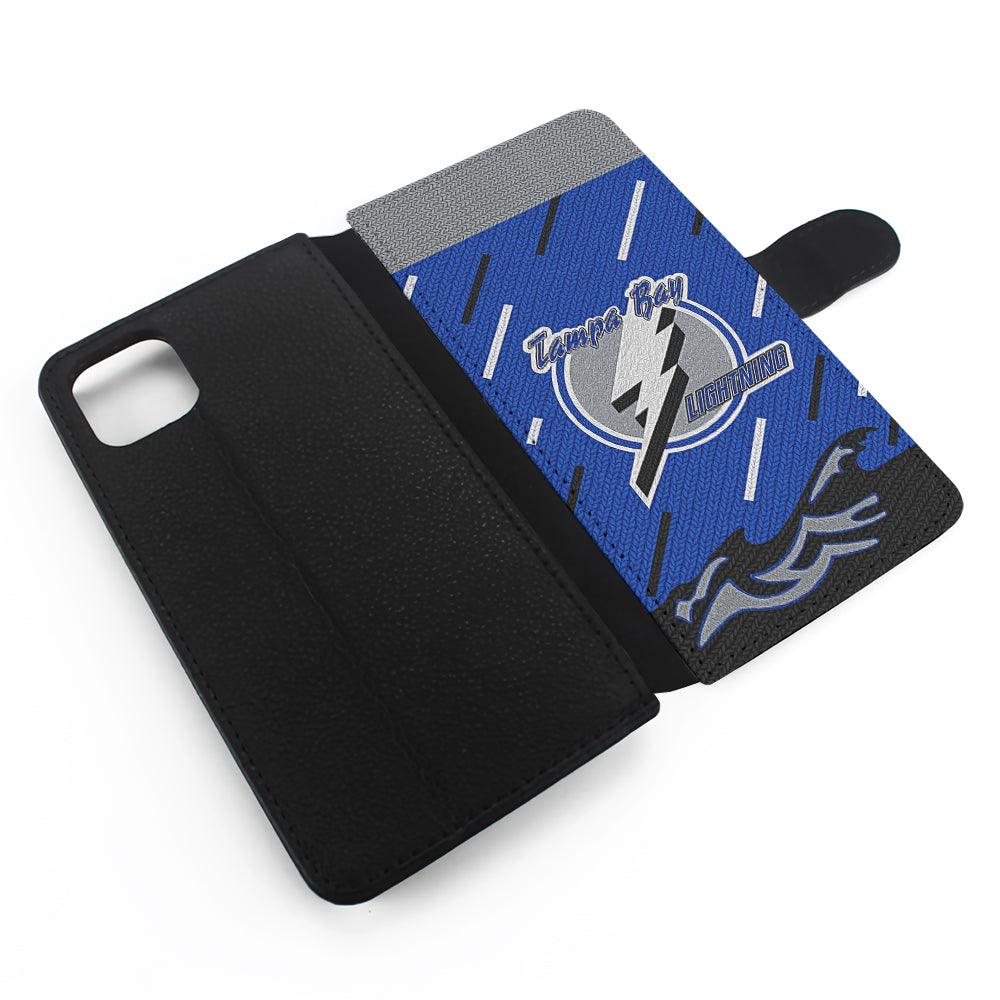 Tampa Bay Lightning Pattern Flip Wallet Phone Case-Oxvistore