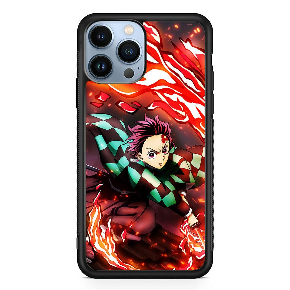 Tanjiro Kamado Demon Slayer Anime 2D Rubber Phone Case-Black-Oxvistore