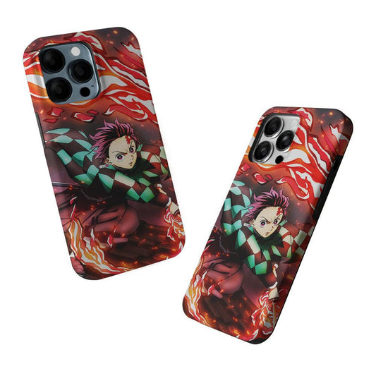 Tanjiro Kamado Demon Slayer Anime 2 in 1 Tough Phone Case-Oxvistore