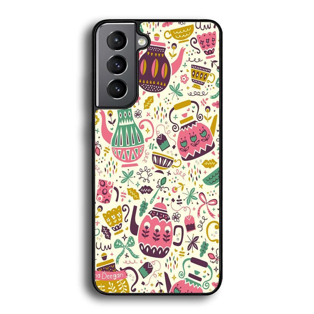 Tea Time with Big Kettles Samsung Galaxy S22 Plus Case-Rubber Black (2D Case)-Oxvistore