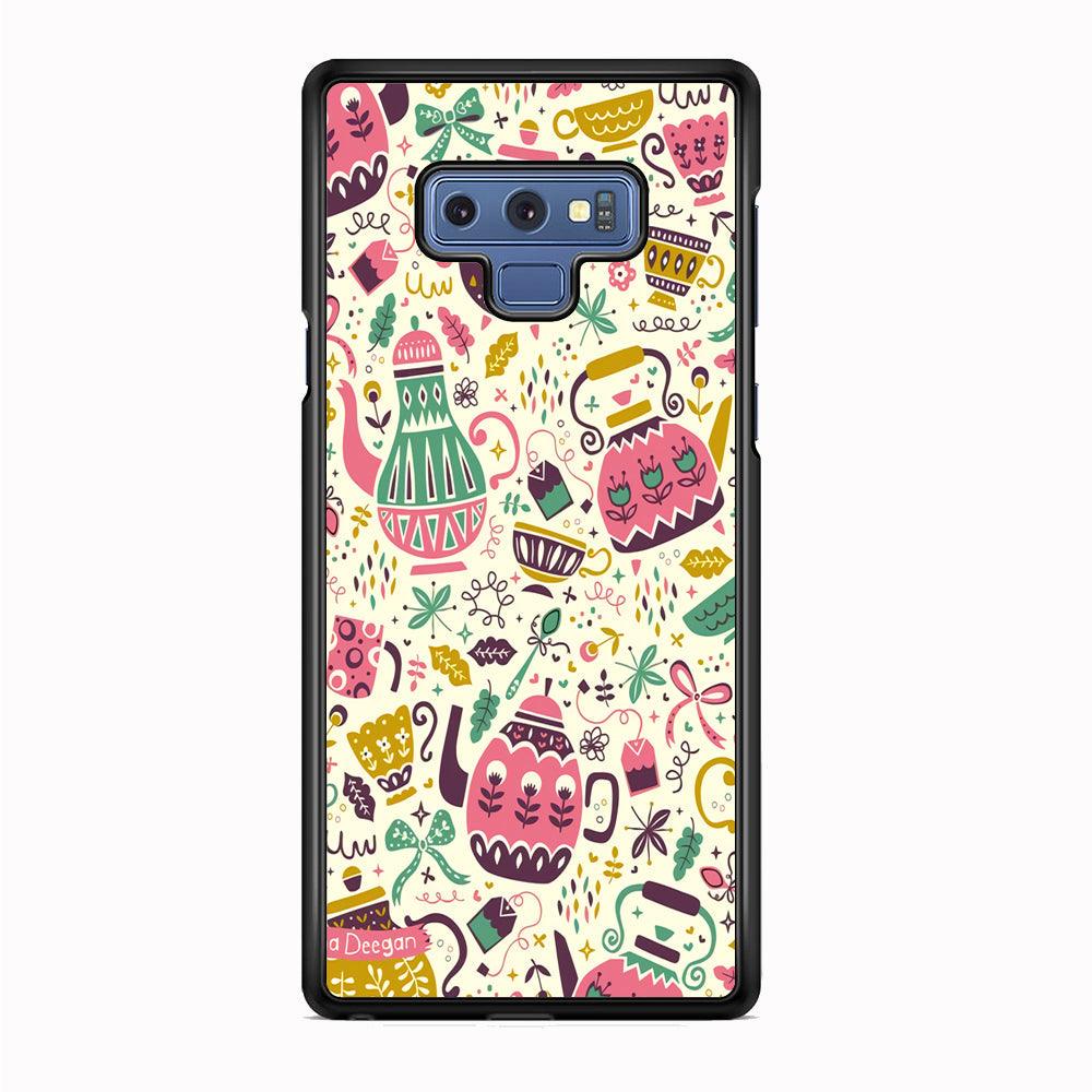 Tea Time with Big Kettles Samsung Galaxy Note 9 Case-Rubber Black (2D Case)-Oxvistore