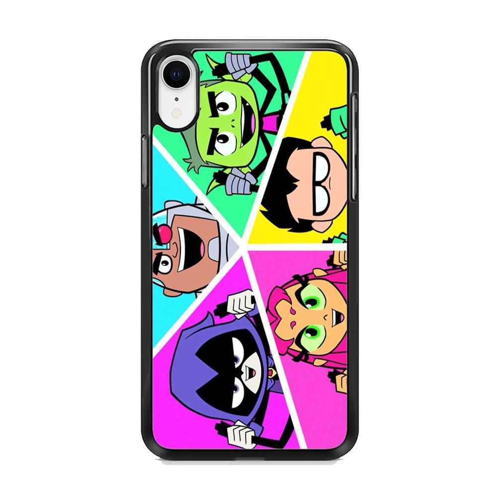 Teen Titans Heroes Family iPhone XR Case-Rubber Black (2D Case)-Oxvistore