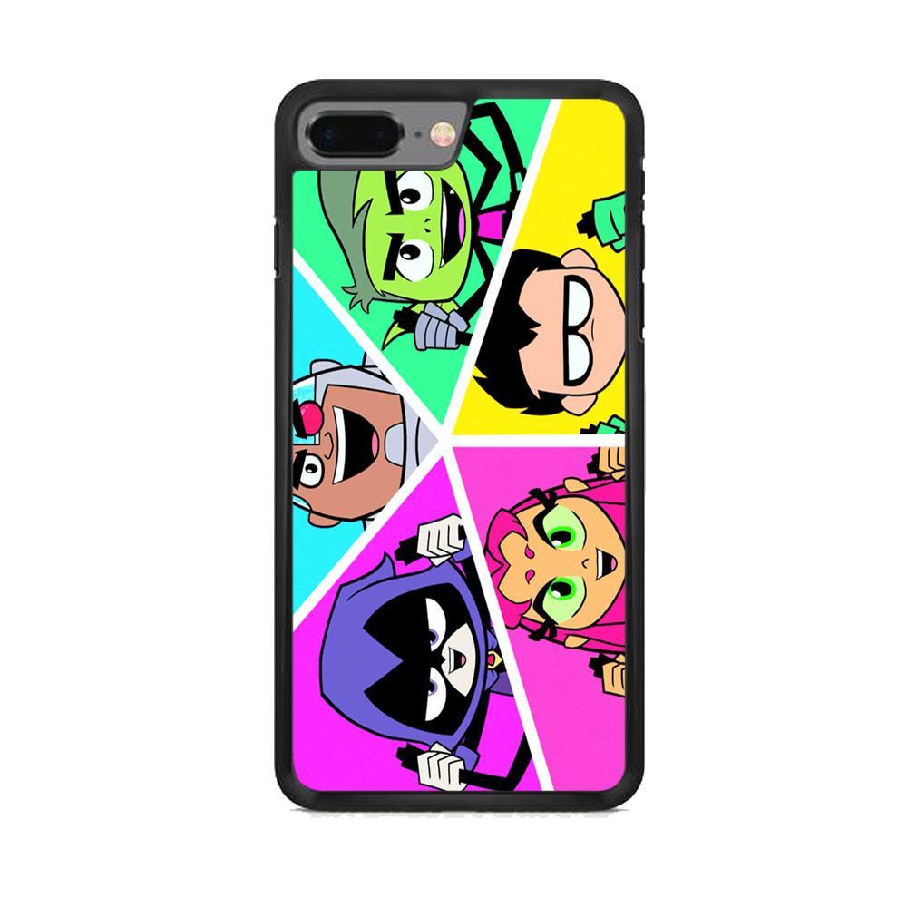 Teen Titans Heroes Family iPhone 8 Plus Case-Rubber Black (2D Case)-Oxvistore