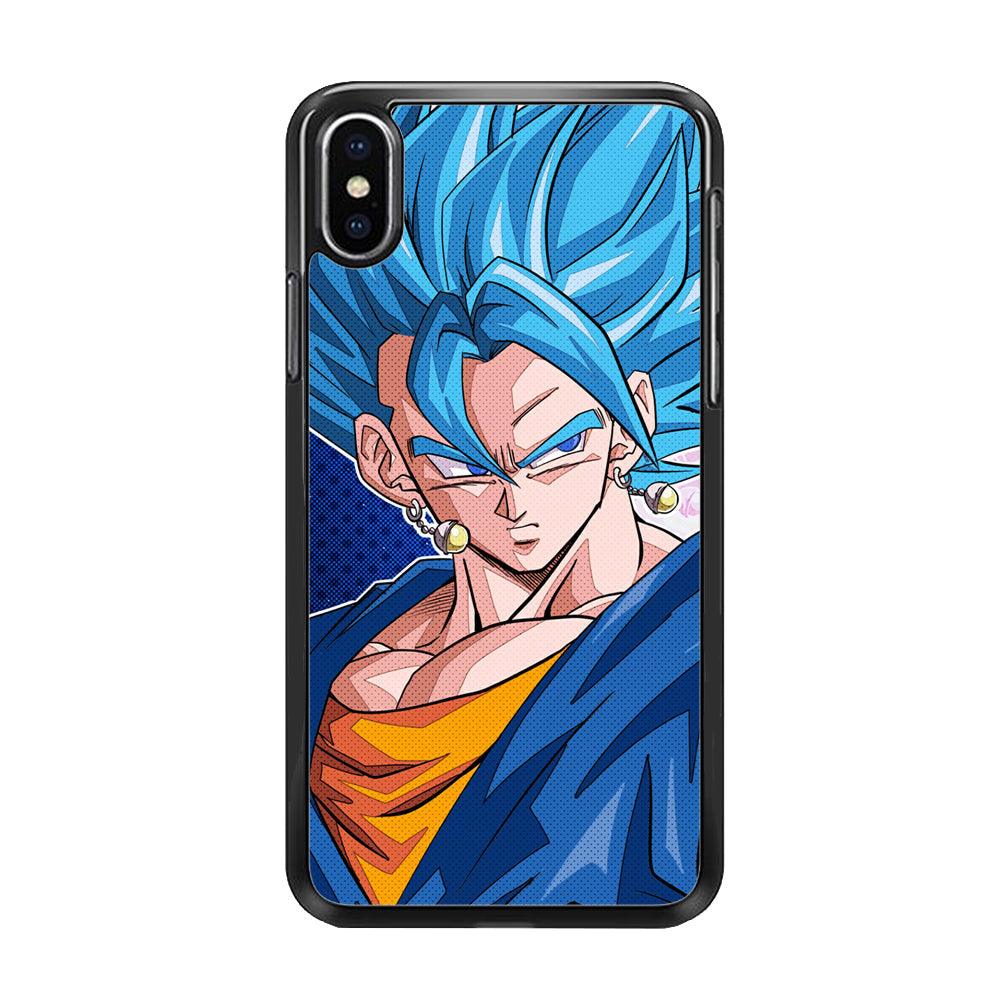 The Bluish Saiyan Stare iPhone X Case-Rubber Black (2D Case)-Oxvistore