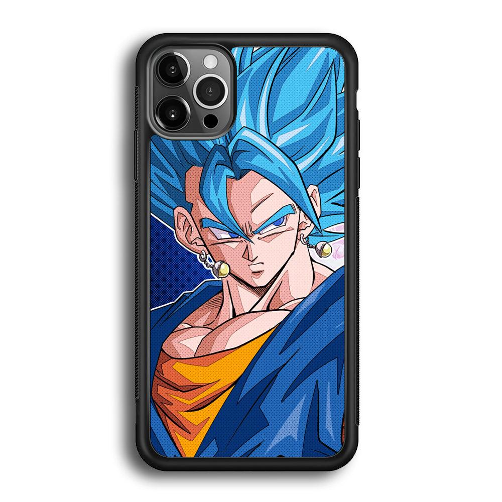 The Bluish Saiyan Stare iPhone 12 Pro Case-Rubber Black (2D Case)-Oxvistore
