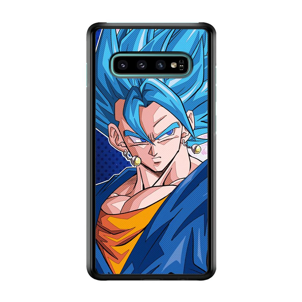 The Bluish Saiyan Stare Samsung Galaxy S10 Case-Rubber Black (2D Case)-Oxvistore