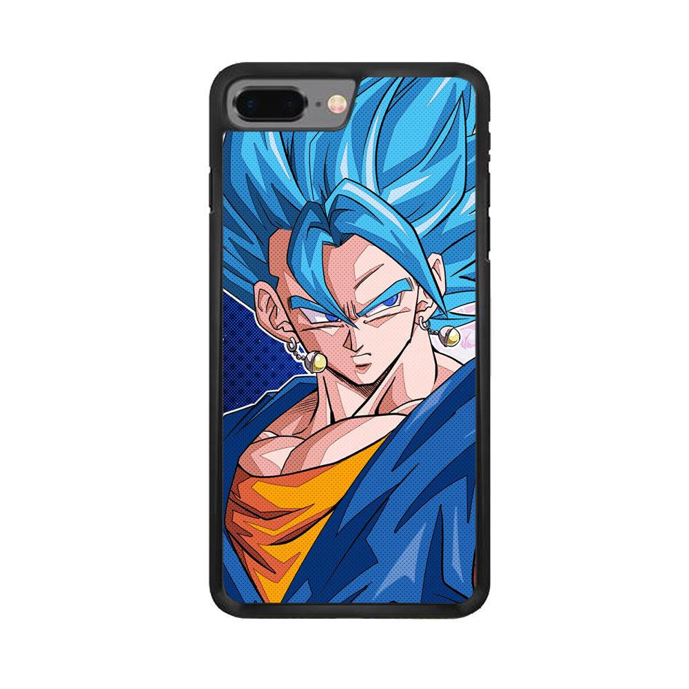 The Bluish Saiyan Stare iPhone 8 Plus Case-Rubber White (2D Case)-Oxvistore