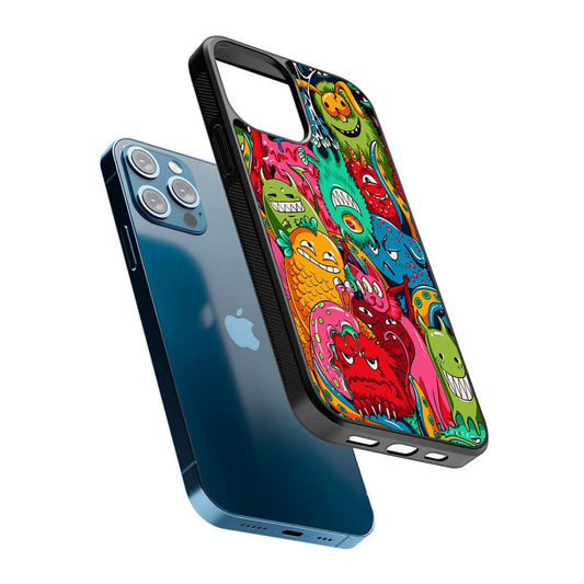 The Cute Monster Gathering Doodle 2D Rubber Phone Case-Oxvistore