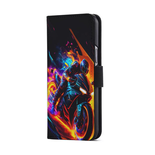 The Neon Cyber Ride Motorbike Flip Wallet Phone Case-Oxvistore