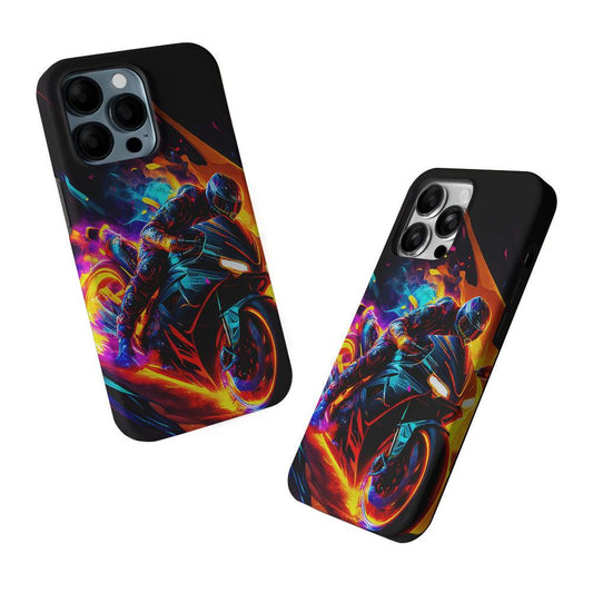 The Neon Cyber Ride Motorbike 2 in 1 Tough Phone Case-Oxvistore