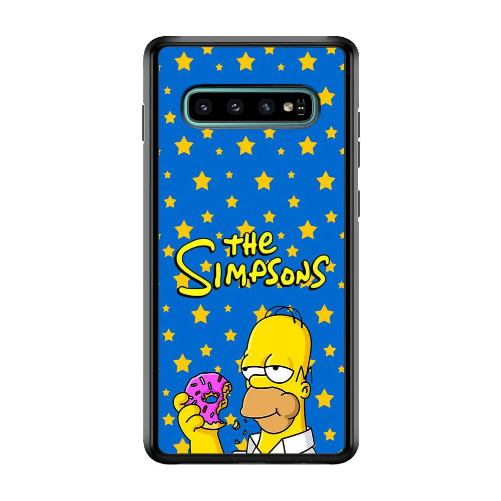 The Simpson Feel Good with Donut Samsung Galaxy S10 Case-Rubber Black (2D Case)-Oxvistore